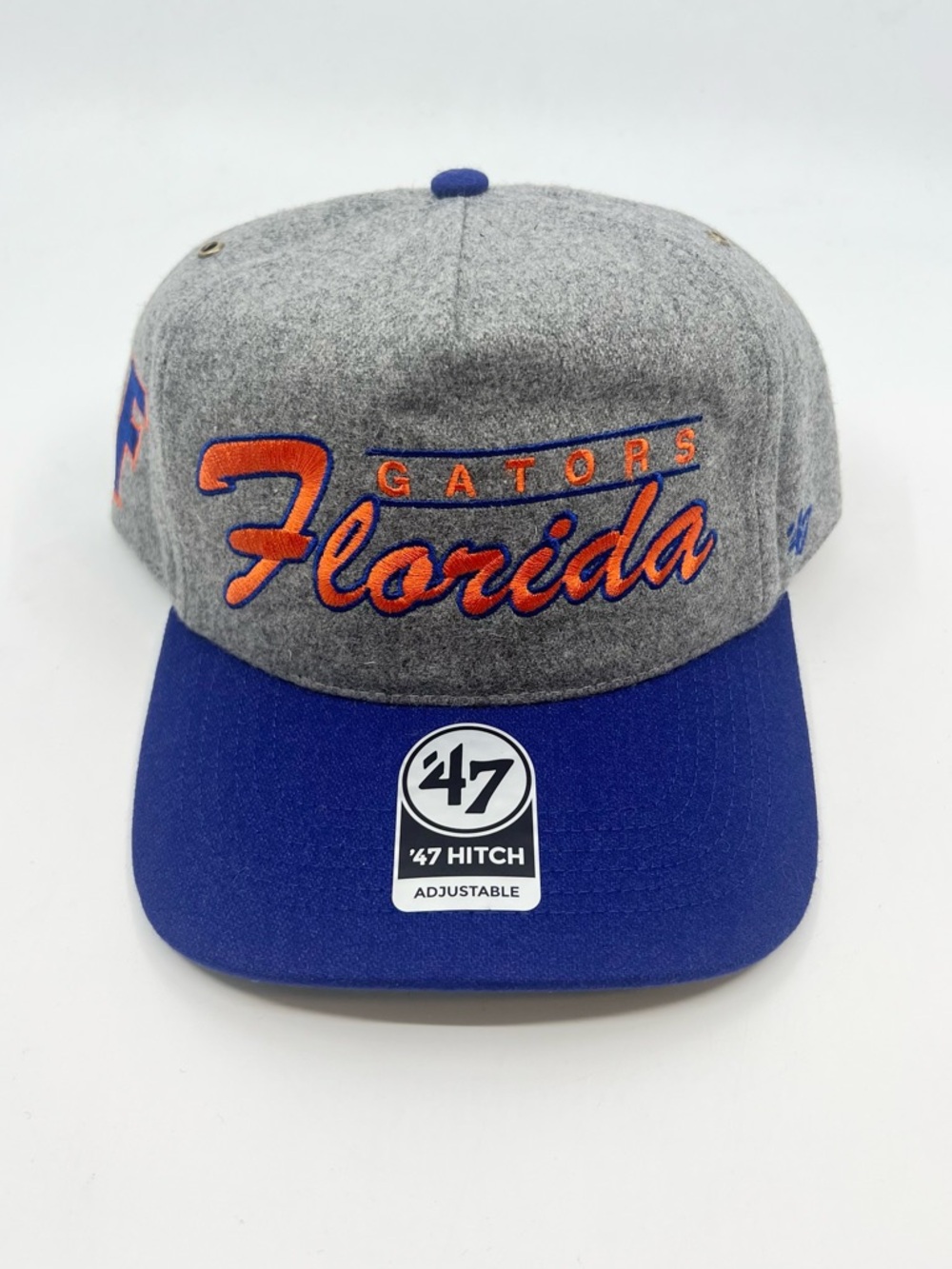 Florida Gators ‘47 Brand Hitch Gray/Blue Cursive Snapback WOOL Hat *BRAND NEW*
